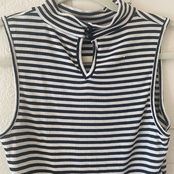 Striped Peplum High Neck Blouse - Picture 8 of 12